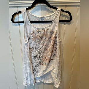 SMASH! Ladies Woman’s Size XS White Tank Top with Face with Peacock Hair